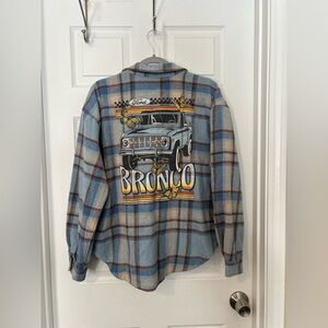 Ford Women's Blue and Tan Plaid Flannel